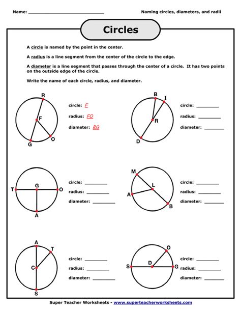 Naming circles radii and diameters .